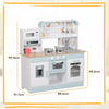 AIYAPLAY Toy Kitchen, Pretend Role Play Kitchen with Hob, Sound, Light, Coffee Machine, Ice Maker, Microwave