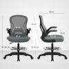 Vinsetto Drafting Chair, Ergonomic Tall Office Chair with Flip-up Armrests, Mesh Back, Lumbar Support, Adjustable Height and Foot Ring, Swivel Wheels, for Standing Desk, Charcoal Grey