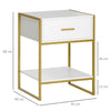 HOMCOM Bedside Table Set of 2, Modern Side Tables with Drawer and Shelf, Nightstands for Bedroom, White