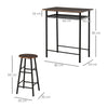 HOMCOM Bar Table Set, Bar Table and Stools Set, Footrest and Storage Shelf, for Kitchen, Dining Room, Pub, Cafe, Black and Oak