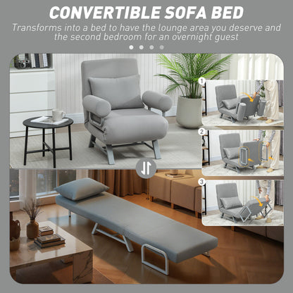HOMCOM Single Sofa Bed in Light Grey