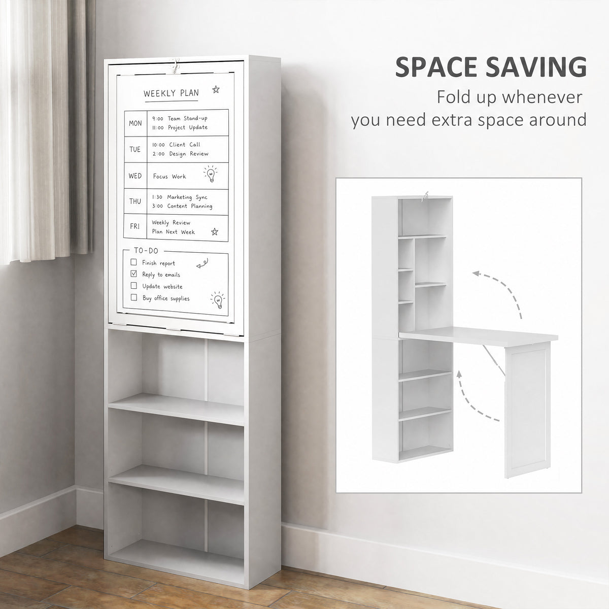 HOMCOM Three-Part Work Desk in White