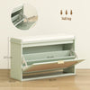 HOMCOM Boho Shoe Bench with Padded Seat and Flip-Drawer - Light Green