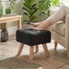 HOMCOM Linen-Look Square Padded Footstool - Black