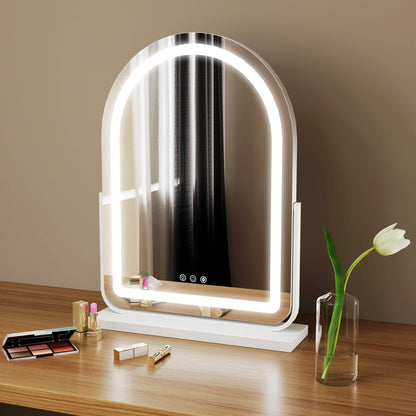مرآة مكياج LED من HOMCOM بمقاس 43 × 59 سم - أبيض
