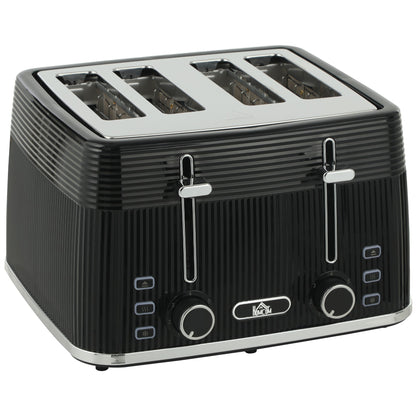 HOMCOM 4 Slice Toaster with 7 Browning Levels, Bread Toaster with Removable Crumb Tray, Black