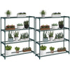 Outsunny Modern Plant Stand, 4-Tier Planter Holder with Steel Frame, Outdoor Flower Display Rack for Potted Plants Garden Balcony Decor, Dark Green