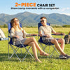 Outsunny Camping Chair Set of 2 Portable Folding Outdoor Camp Chair with Cup Holders and Carry Bag Dark Blue