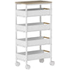HOMCOM 5-Tier Storage Trolley on Wheels - White