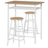 HOMCOM Bar Table Set, Bar Table and Stools Set, Footrest and Storage Shelf, for Kitchen, Dining Room, Pub, Cafe, White and Oak