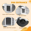 PawHutÂ 2-story Cat House Outdoor, WeatherproofÂ Wooden Cat Enclosure for Feral Cats with Escape Door, Openable Roof, Jumping Platforms, Grey