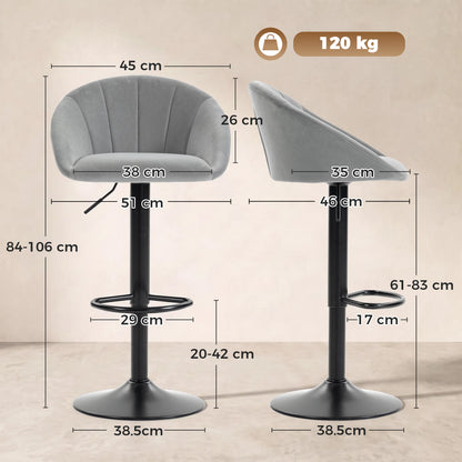 HOMCOM Stool Counter Backs in Light Grey