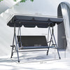 Outsunny 3 Seater Swing Chair, Garden Swing Seat Bench with Adjustable Canopy, Rattan Seat and Steel Frame for Patio, Yard, Grey