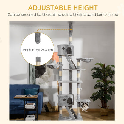 Close up of the adjustable height tension rod for the cat tree