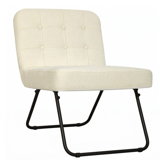 HOMCOM Modern Accent Chair, Foldable Chenille Upholstered Lounge Chair with Backrest, Wide Seat, Cream