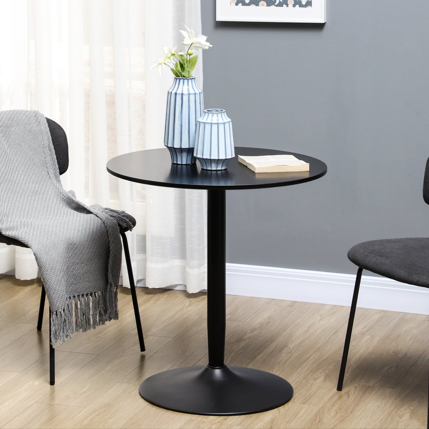 HOMCOM 75H x a70cm Two-Person Minimalistic Dining Table - Black