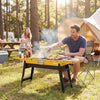 Outsunny Portable BBQ Grill, Foldable Charcoal Grill for Camping and Picnics with 2 Side Shelves and Handle, Yellow