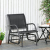 Outsunny Outdoor Garden Glider Chair, Metal Frame Single Armchair Swing Seater w/ Breath Mesh Fabric Seat, Curved Backrest, Armrests, for Living Room, Patio, Porch, Dark Grey