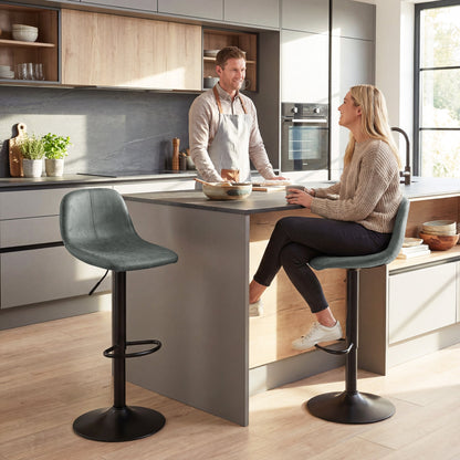 HOMCOM Bar Stools Set of 2, Modern Swivel Barstools with Footrest for Kitchen Island and Dining Room, Green