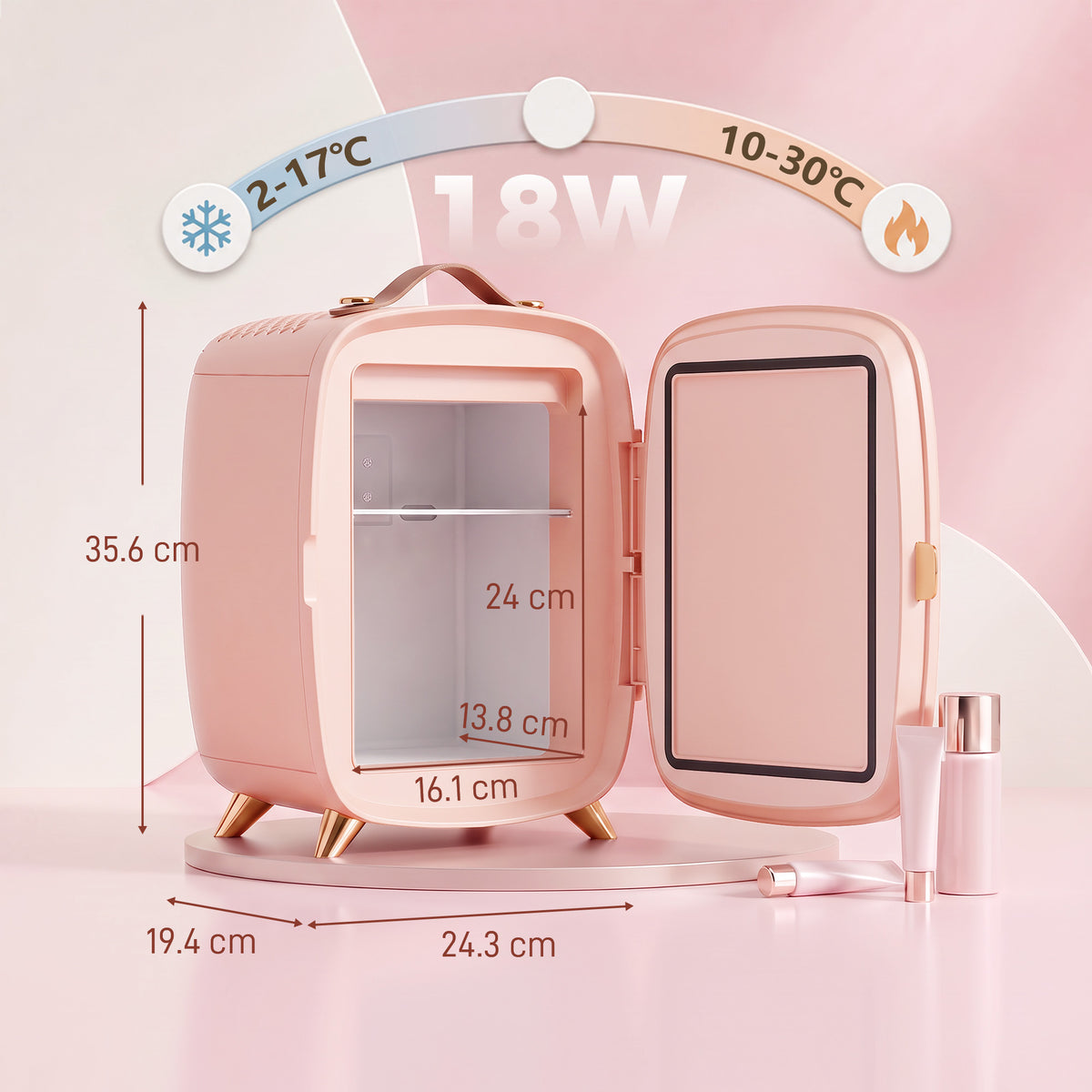 HOMCOM Skincare Refrigerator in Pink