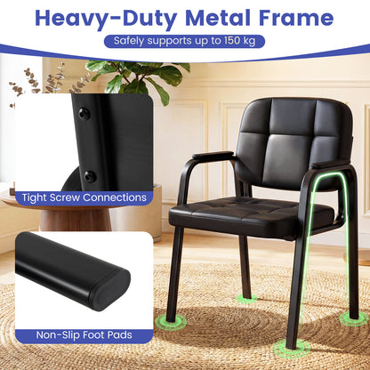 Waiting Room Guest Chairs Set of 2 with Padded Armrests for Conference Room-Black