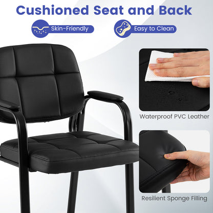 Waiting Room Guest Chairs Set of 2 with Padded Armrests for Conference Room-Black