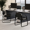 Set of 2 Waiting Room Chairs with Sled Base and Padded Arm Rest-Black