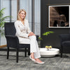 Fabric/Velvet Waiting Room Chair with Padded Armrests-Black