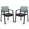 Waiting Room Chairs Set of 2 with Armrests and Wheels-Grey