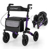 Walker for Seniors with Seat Folding Rollator Walker with Pneumatic Tires-Purple