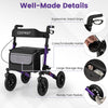Walker for Seniors with Seat Folding Rollator Walker with Pneumatic Tires-Purple