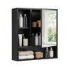 Wall Mounted Storage Organizer with Mirror for Bathroom-Black