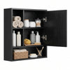Wall Mounted Storage Organizer with Mirror for Bathroom-Black
