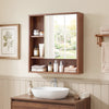 Wall Mounted Storage Organizer with Mirror for Bathroom-Brown