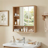 Wall Mounted Storage Organizer with Mirror for Bathroom-Natural