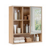Wall Mounted Storage Organizer with Mirror for Bathroom-Natural