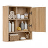 Wall Mounted Storage Organizer with Mirror for Bathroom-Natural