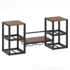 Wall Mounted Wine Rack with Glass Holder, Wine Bottles Open Shelves-Rustic Brown