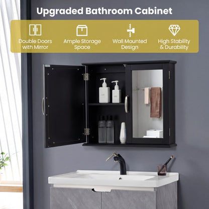 Wall-mounted Bathroom Mirror Cabinet for Bathroom Living Room-Black