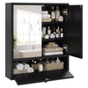 Wall-Mounted Bathroom Cabinet with Mirror and Adjustable Shelf and Flip-Open Compartment-Black