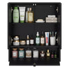 Wall-Mounted Bathroom Cabinet with Mirror and Adjustable Shelf and Flip-Open Compartment-Black