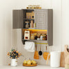 Wall Mounted Bathroom Cabinet Over the Toilet Storage Cabinet with 3-Color Lights-Grey