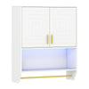 Wall Mounted Bathroom Cabinet Over the Toilet Storage Cabinet with 3-Color Lights-White