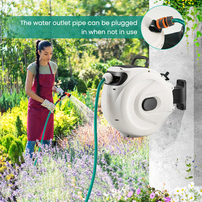 Wall Mounted Hose Reel Retractable Auto Rewind Watering-30+2M