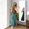 Wall Mounted Jewelry Armoire with Built-in Mirror and 3 Shelves -White