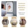 Wall Mounted Mirror with Solid Wood Frame and Metal Bracket-White