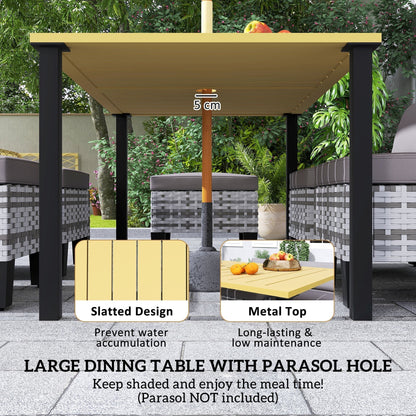 Outsunny Seven-Piece Rattan Dining Set - Grey