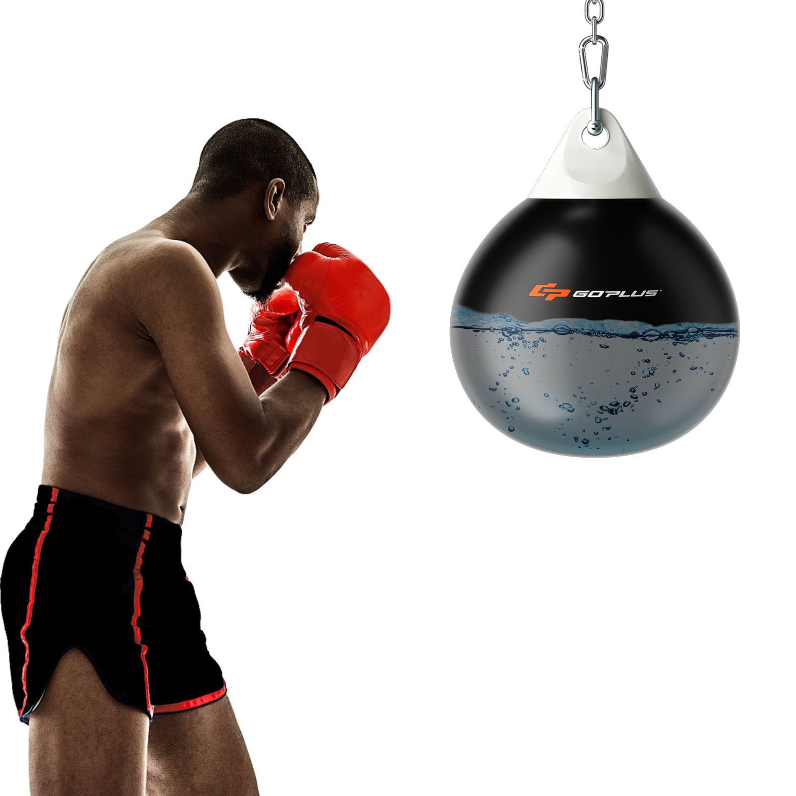 Water Punching Bag with Water Injector and Hanging Accessories-Black