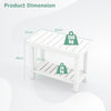 2-Tier Waterproof HDPE Bathroom Shower Stool with Storage Shelf-White