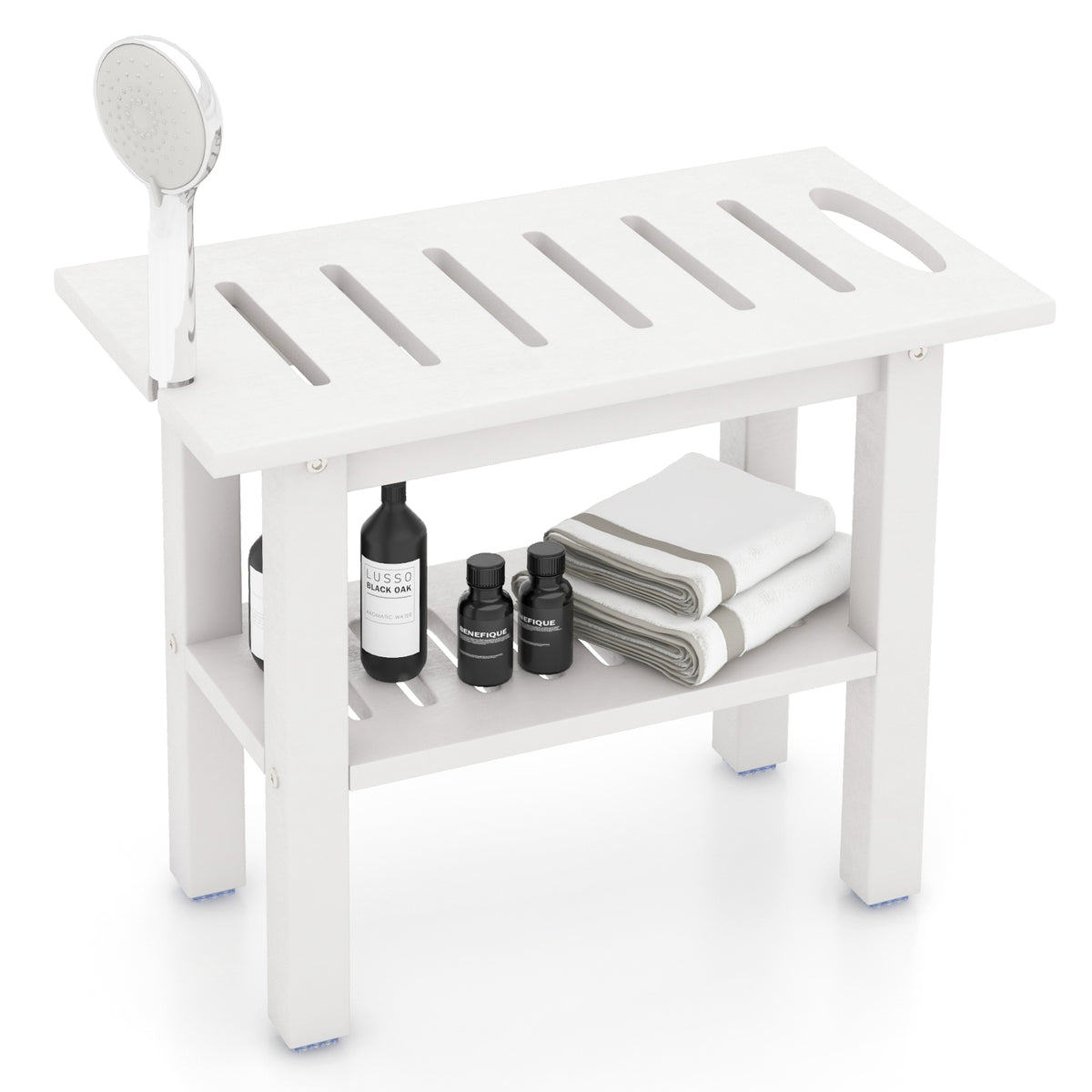 Waterproof HDPE Shower Bench Bath Stool for Inside Shower-White